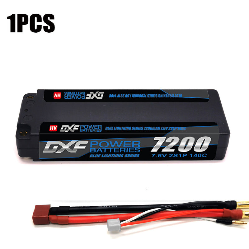 (IT) DXF 2S 7.6V Lipo Battery 140C 7200mAh LCG with 5mm Bullet for RC 1/8 Vehicles Car Truck Tank Truggy Competition Racing Hobby