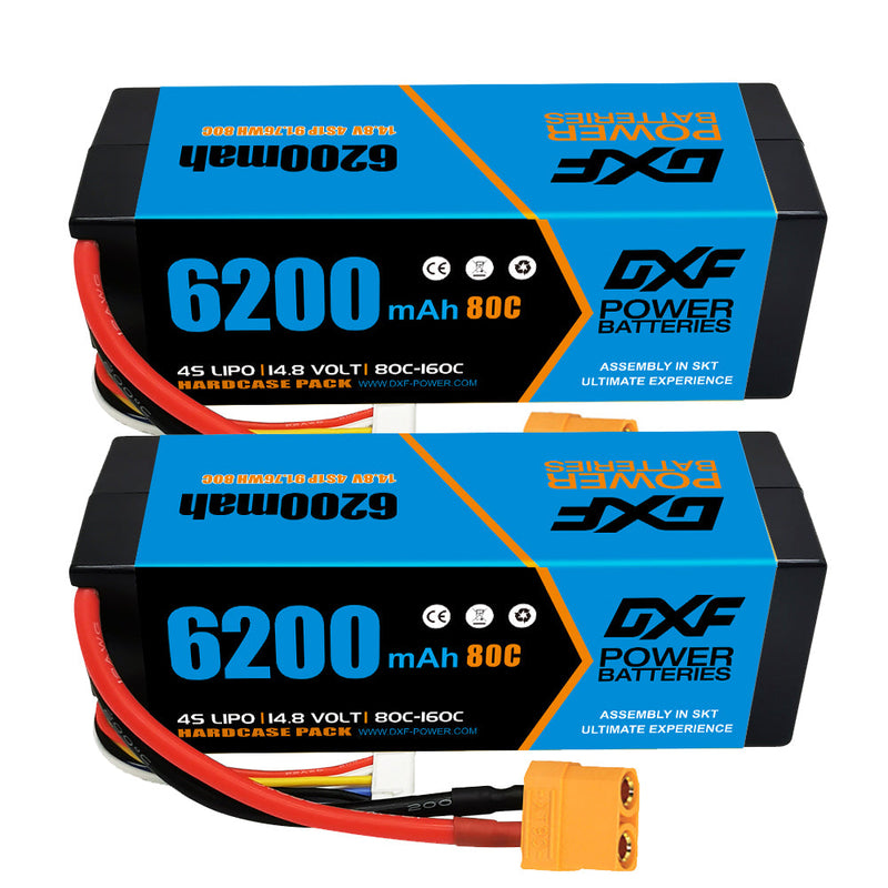 (PL)DXF Lipo Battery 4S 14.8V 6200MAH 80C  lipo Hardcase XT90 Plug for Rc 1/8 1/10 Buggy Truck Car Off-Road Drone