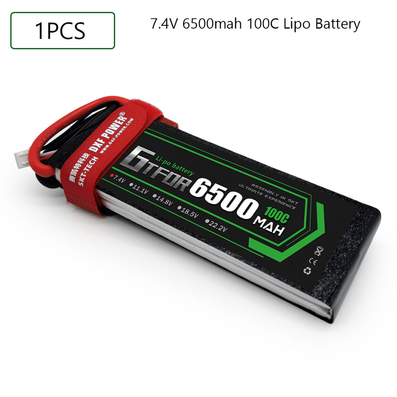 (CN)GTFDR 2S Lipo Battery 7.4V 100C 6500mAh Soft Case Battery with EC5 XT90 Connector for Car Truck Tank RC Buggy Truggy Racing Hobby