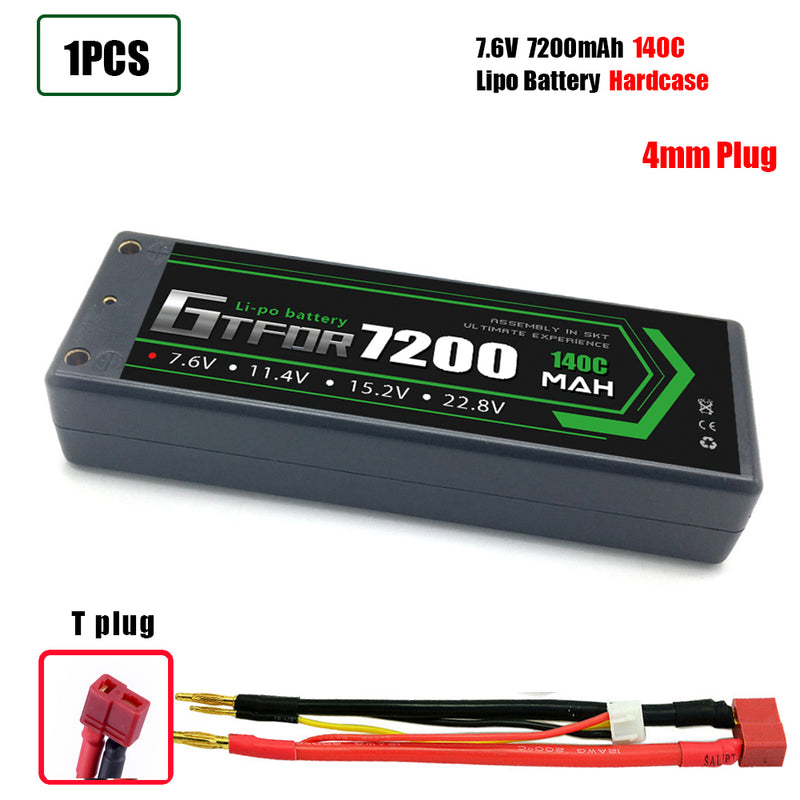 (CN)GTFDR 2S Lipo Battery 7200mAh 7.6V 140C 4mm Hardcase EC5 Plug for RC Buggy Truggy 1/10 Scale Racing Helicopters RC Car Boats