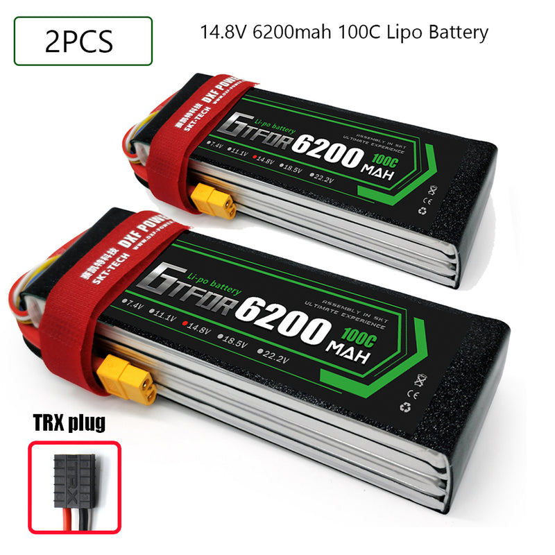 (CN)GTFDR 4S Lipo Battery 14.8V 100C 6200mAh Soft Case Battery with EC5 XT90 Connector for Car Truck Tank RC Buggy Truggy Racing Hobby