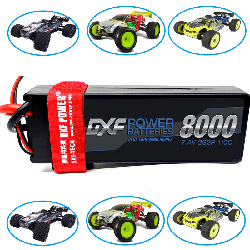 (EU)DXF Lipo Batterie 2S 7,4V 8000mAh 110C/220C Hardcase Batterie Graphene Batterie für Rc Truck Drone 1/10 1/8 Scale Traxxas Slash 4x4 RC Car Buggy Truggy 