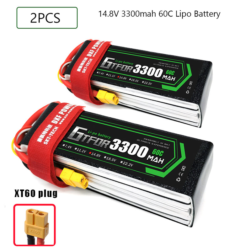 (CN)GTFDR 4S Lipo Battery 14.8V 60C 3300mAh Soft Case Battery with EC5 XT90 Connector for Car Truck Tank RC Buggy Truggy Racing Hobby