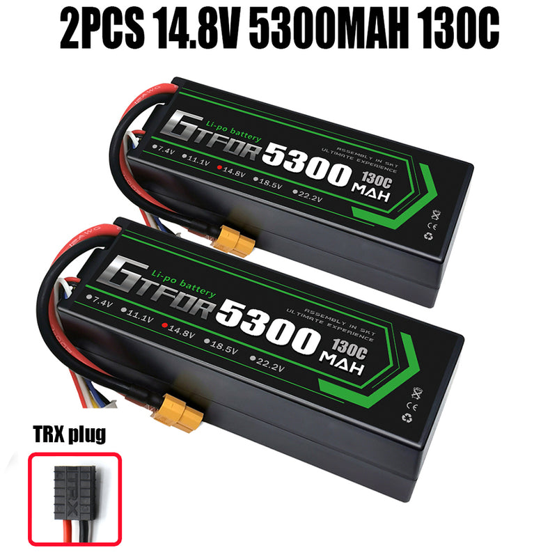 (CN)GTFDR 4S Lipo Battery 5300mAh 14.8V 130C Hardcase EC5 Plug for RC Buggy Truggy 1/10 Scale Racing Helicopters RC Car Boats