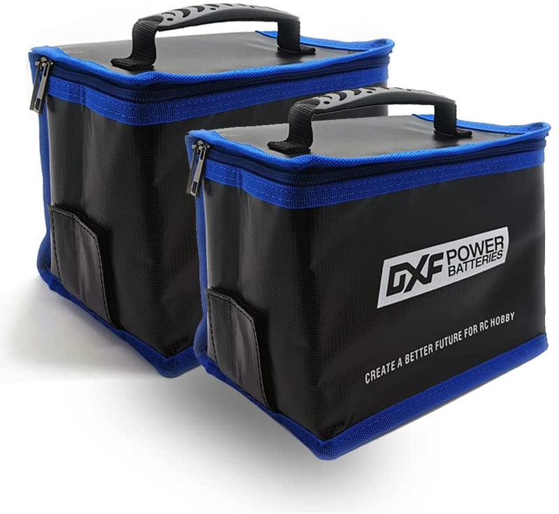 (GE)DXF Feuerfeste, explosionsgeschützte, wasserdichte, sichere Lipo-Akku-Tasche für die Aufbewahrung von Lipo-Akkus, zum Aufladen, feuer- und wasserbeständig, äußerst stabiler Lipo-Akku-Schutz mit Doppelreißverschluss (2 Packungen) 