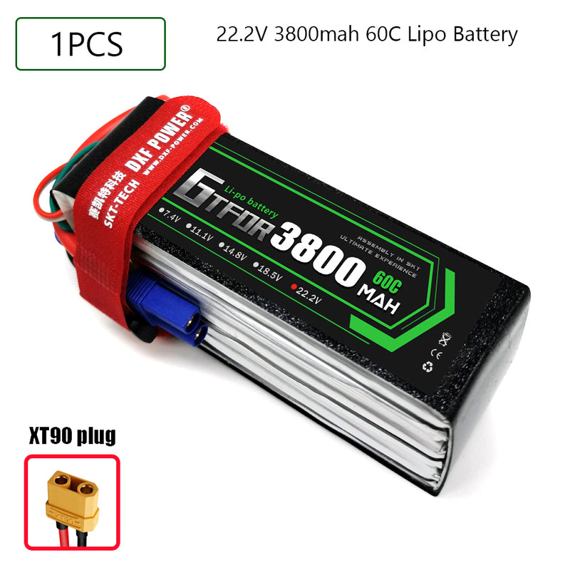 (CN)GTFDR 6S Lipo Battery 22.2V 60C 3800mAh Soft Case Battery with EC5 XT90 Connector for Car Truck Tank RC Buggy Truggy Racing Hobby