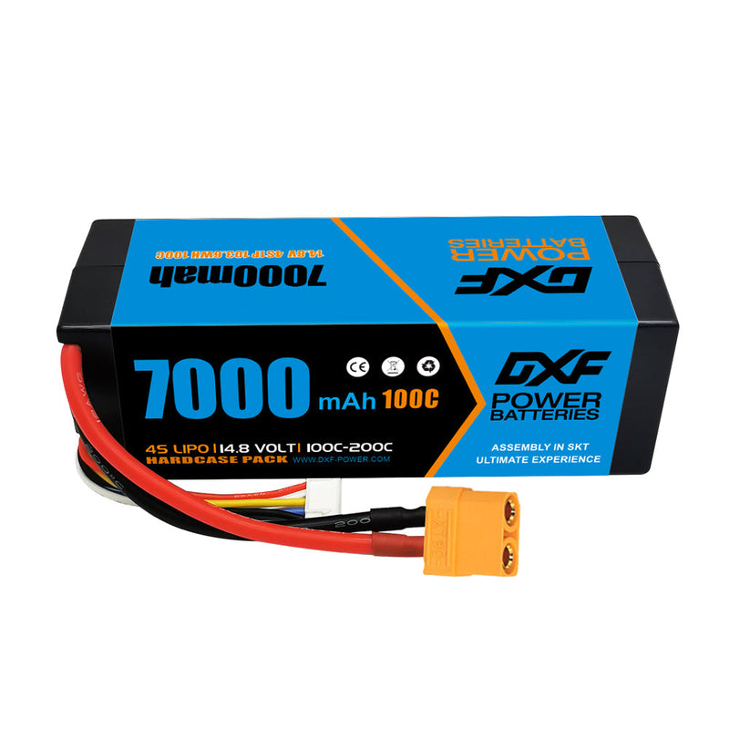 (IT)DXF Lipo-Akku 4S 14,8 V 7000 mAh 100 C/200 C HardCase Lipo-Akku für RC HPI HSP 1/8 1/10 Buggy RC Car Truck 