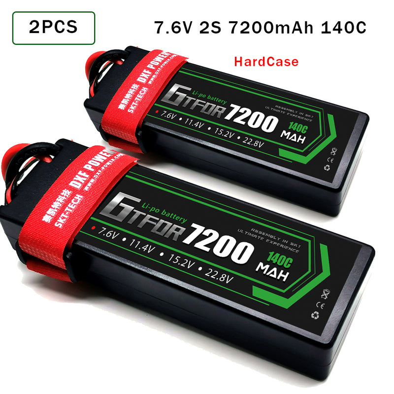 (CN)GTFDR 2S Lipo Battery 7200mAh 7.6V 140C Hardcase EC5 Plug for RC Buggy Truggy 1/10 Scale Racing Helicopters RC Car Boats