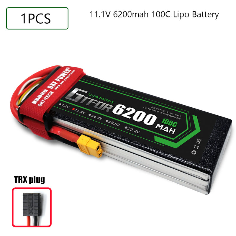 (CN)GTFDR 3S Lipo Battery 11.1V 100C 6200mAh Soft Case Battery with EC5 XT90 Connector for Car Truck Tank RC Buggy Truggy Racing Hobby