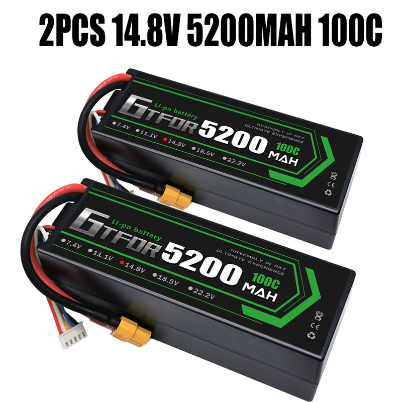 (CN)GTFDR 4S Lipo Battery 5200mAh 14.8V 100C Hardcase EC5 Plug for RC Buggy Truggy 1/10 Scale Racing Helicopters RC Car Boats