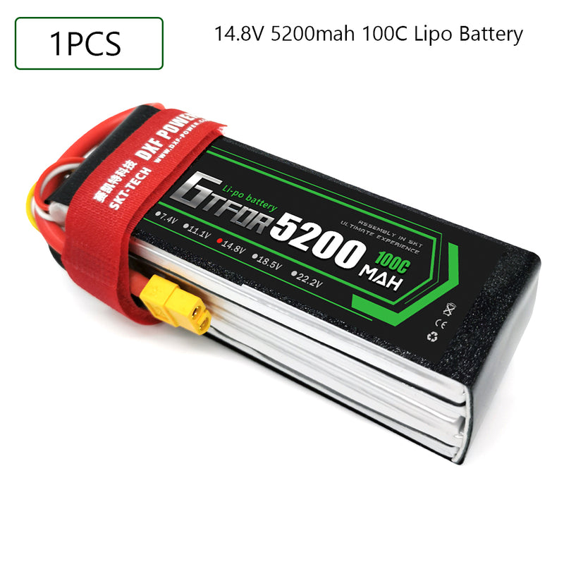 (CN)GTFDR 4S Lipo Battery 14.8V 100C 5200mAh Soft Case Battery with EC5 XT90 Connector for Car Truck Tank RC Buggy Truggy Racing Hobby