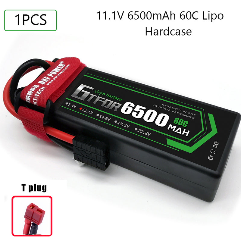 (CN)GTFDR 3S Lipo Battery 6500mAh 11.1V 60C Hardcase EC5 Plug for RC Buggy Truggy 1/10 Scale Racing Helicopters RC Car Boats