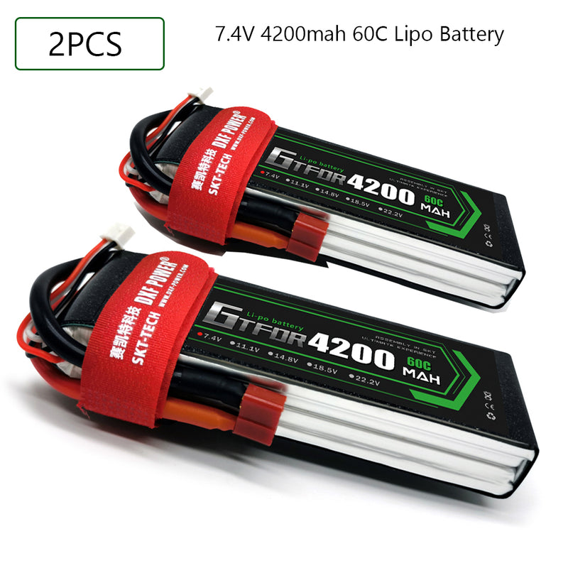 (CN)GTFDR 2S Lipo Battery 7.4V 60C 4200mAh Soft Case Battery with EC5 XT90 Connector for Car Truck Tank RC Buggy Truggy Racing Hobby