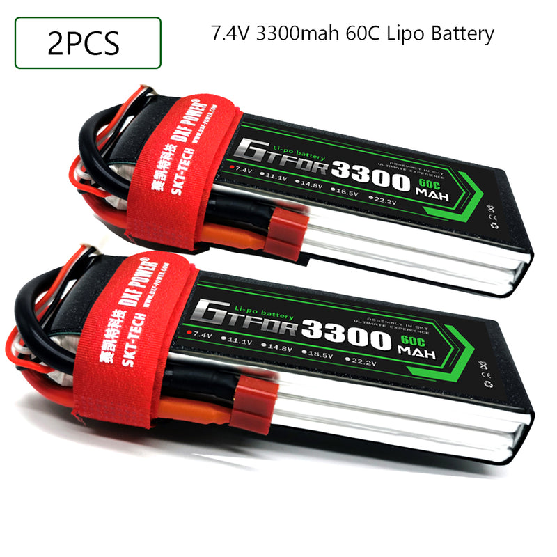 (CN)GTFDR 2S Lipo Battery 7.4V 60C 3300mAh Soft Case Battery with EC5 XT90 Connector for Car Truck Tank RC Buggy Truggy Racing Hobby