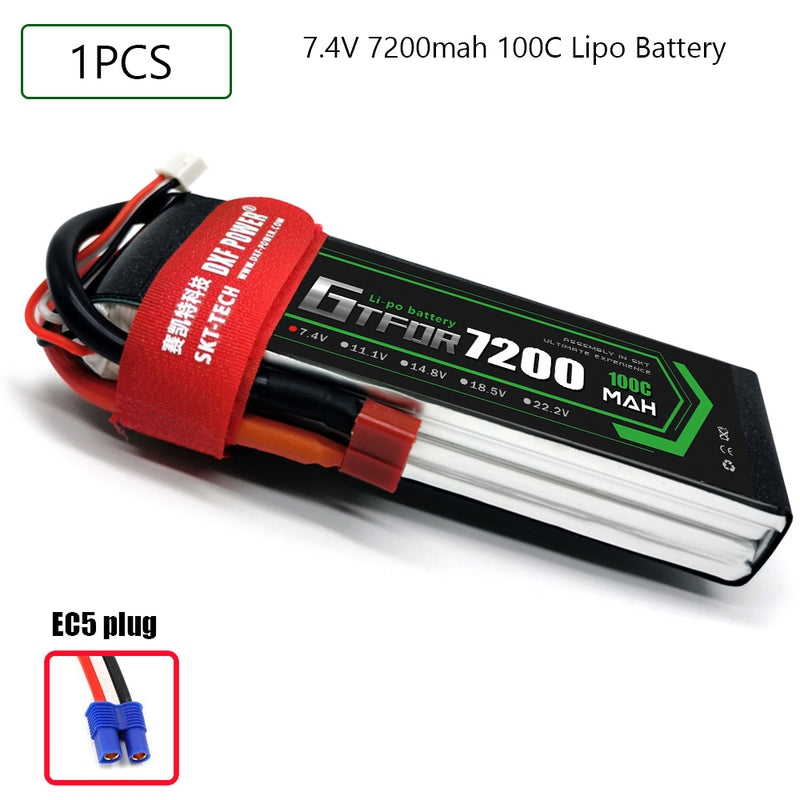 (CN)GTFDR 2S Lipo Battery 7.4V 100C7200mAh Soft Case Battery with EC5 XT90 Connector for Car Truck Tank RC Buggy Truggy Racing Hobby