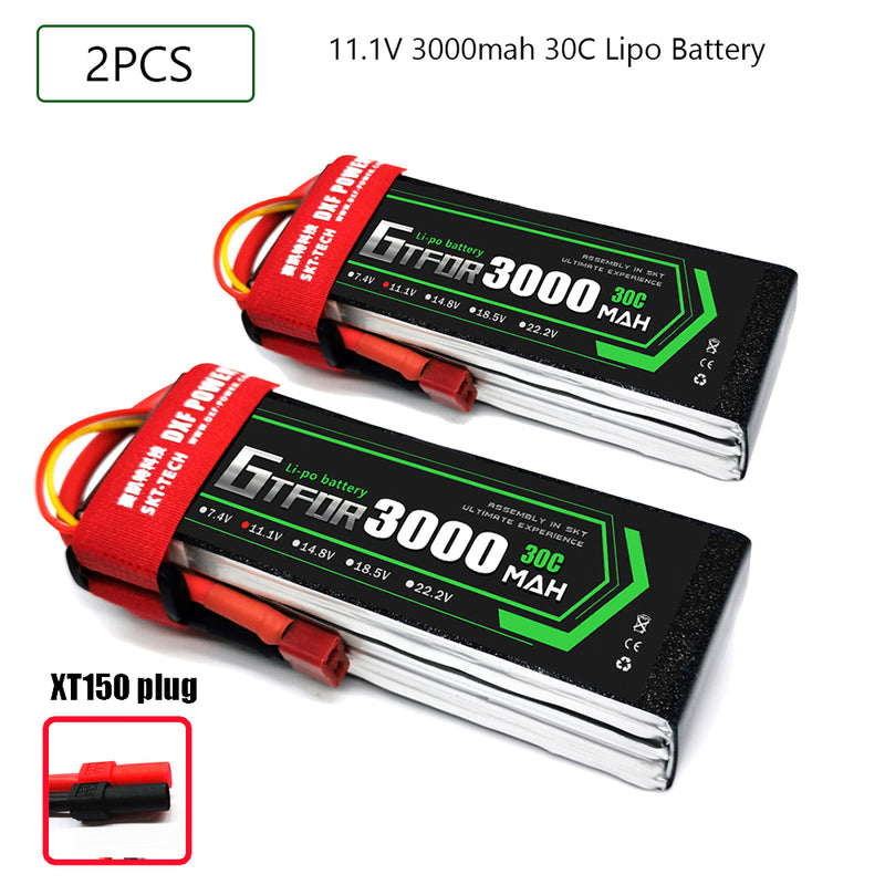 (CN)GTFDR 3S Lipo Battery 11.1V 30C 3000mAh Soft Case Battery with EC5 XT90 Connector for Car Truck Tank RC Buggy Truggy Racing Hobby