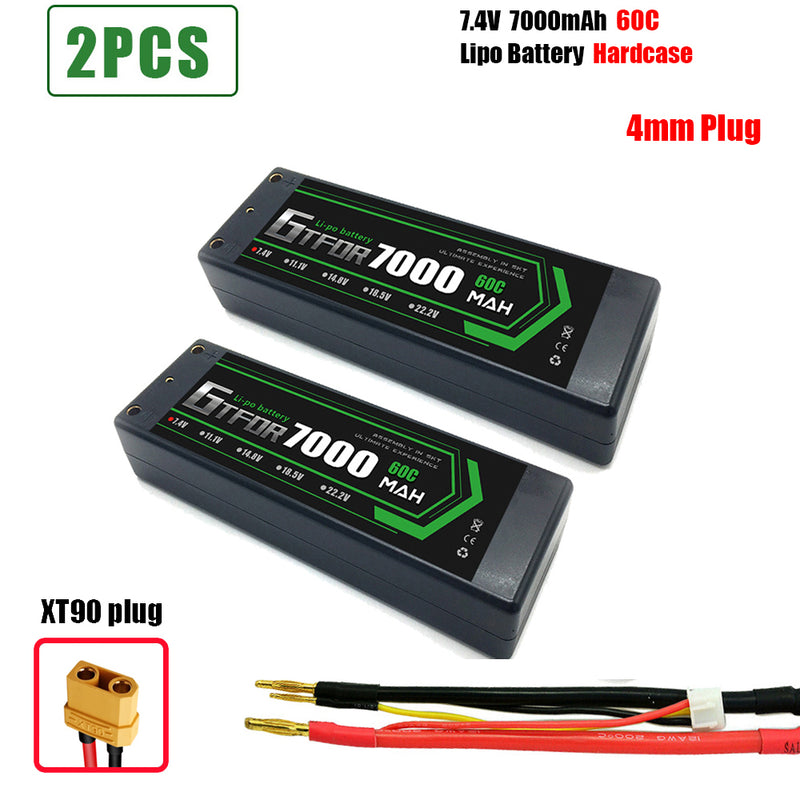 (CN)GTFDR 2S Lipo Battery 7000mAh 7.4V 60C 4mm Hardcase EC5 Plug for RC Buggy Truggy 1/10 Scale Racing Helicopters RC Car Boats