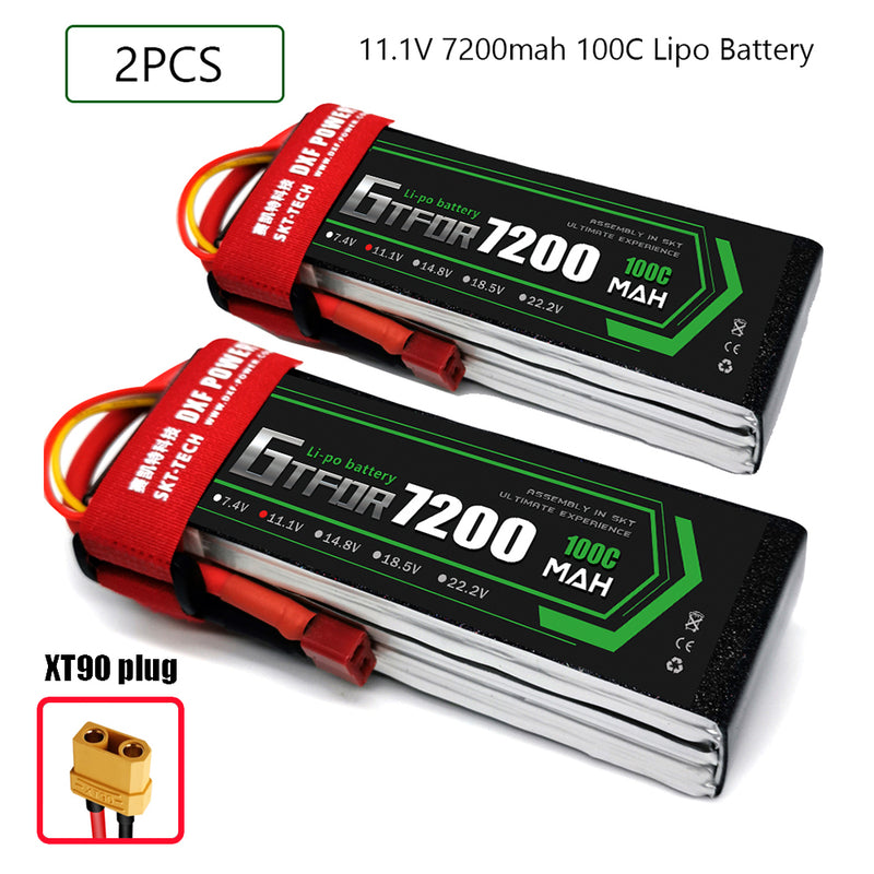 (CN)GTFDR 3S Lipo Battery 11.1V 100C7200mAh Soft Case Battery with EC5 XT90 Connector for Car Truck Tank RC Buggy Truggy Racing Hobby