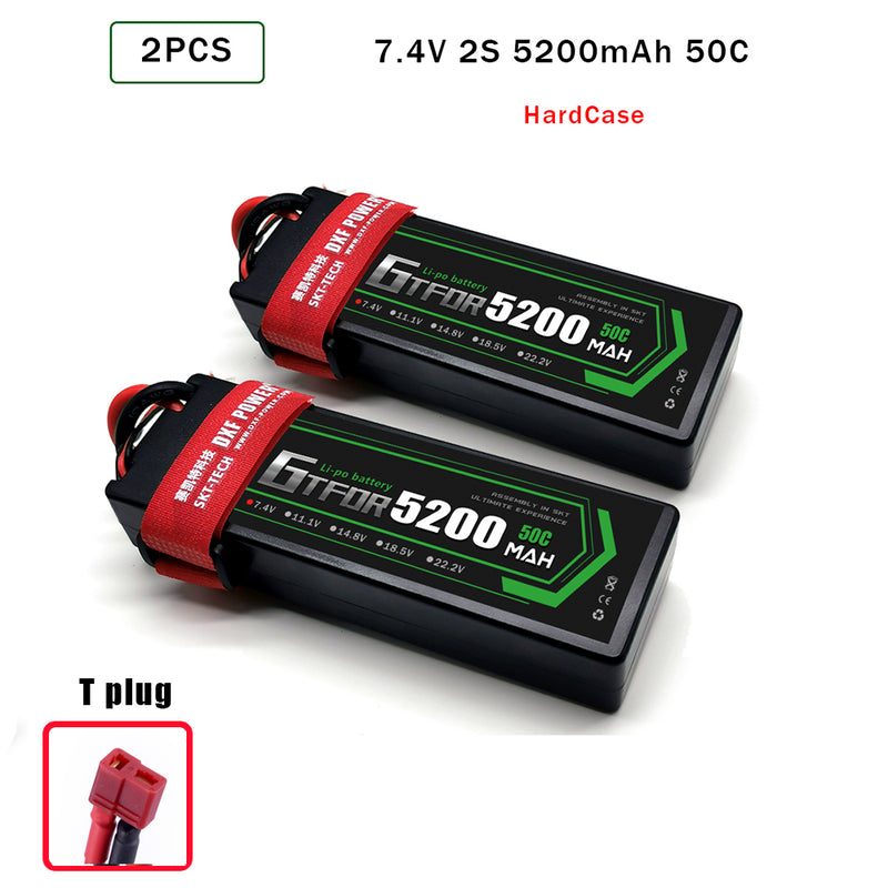 (CN) GTFDR 2S 7.4V Lipo Battery 50C 5200mAh for RC 1/10 1/8 Vehicles Car Truck Tank Truggy Competition Racing Hobby