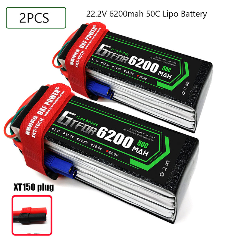 (CN)GTFDR 6S Lipo Battery 22.2V 50C 6200mAh Soft Case Battery with EC5 XT90 Connector for Car Truck Tank RC Buggy Truggy Racing Hobby