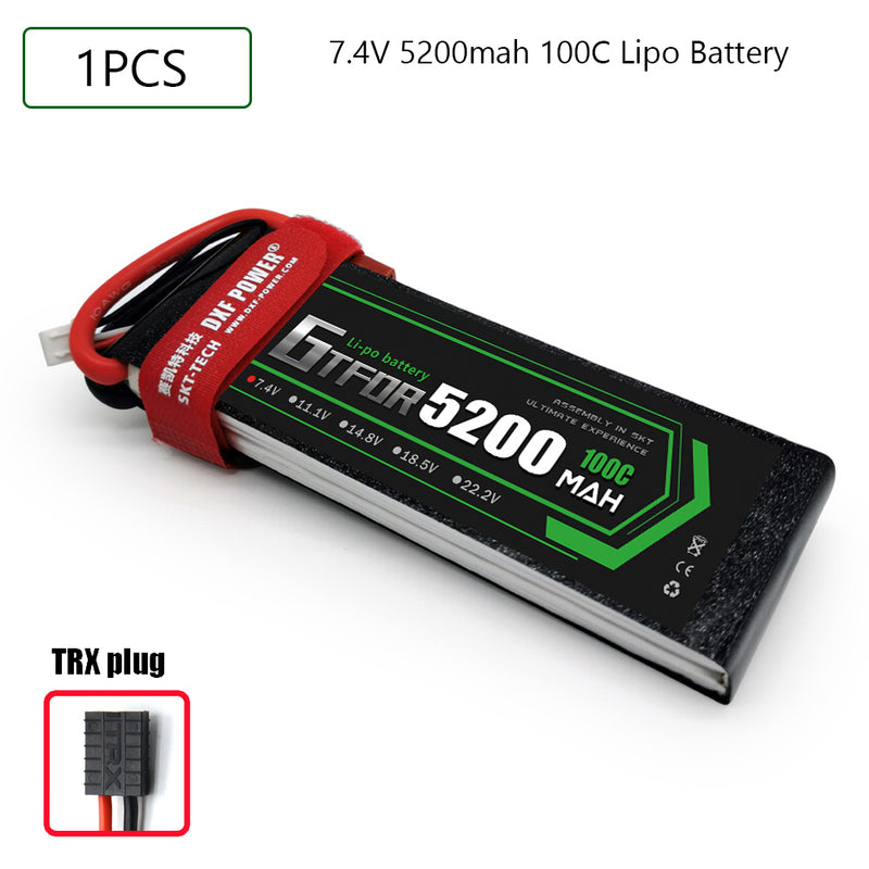 (CN)GTFDR 2S Lipo Battery 7.4V 100C 5200mAh Soft Case Battery with EC5 XT90 Connector for Car Truck Tank RC Buggy Truggy Racing Hobby