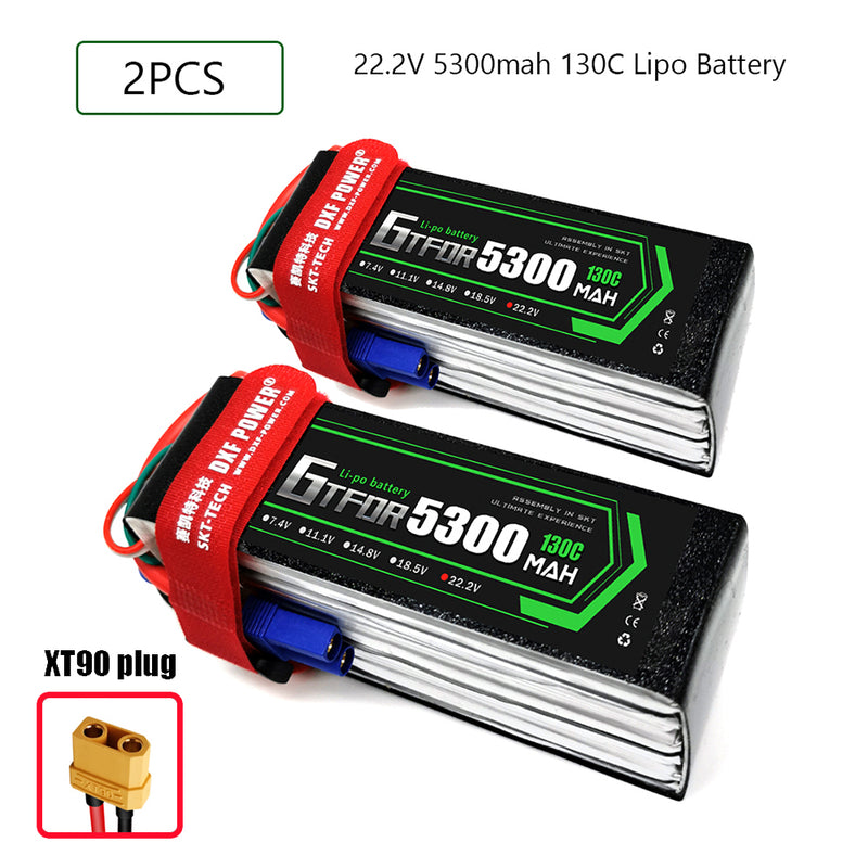 (CN)GTFDR 6S Lipo Battery 22.2V 130C 5300mAh Soft Case Battery with EC5 XT90 Connector for Car Truck Tank RC Buggy Truggy Racing Hobby