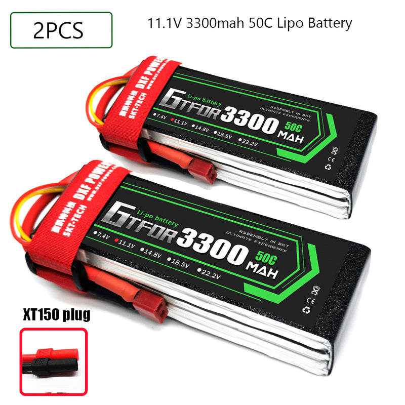 (CN)GTFDR 3S Lipo Battery 11.1V 50C 3300mAh Soft Case Battery with EC5 XT90 Connector for Car Truck Tank RC Buggy Truggy Racing Hobby