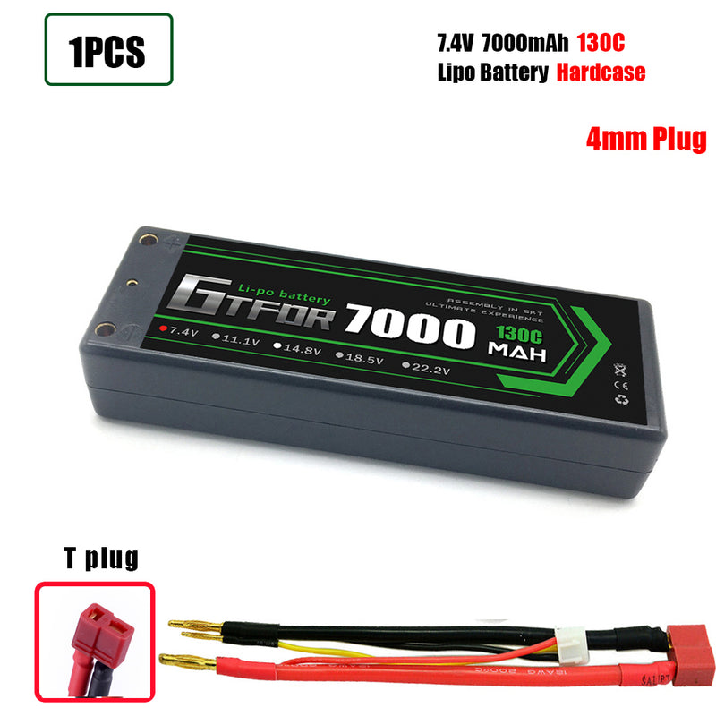 (CN)GTFDR 2S Lipo Battery 7000mAh 7.4V 130C 4mm Hardcase EC5 Plug for RC Buggy Truggy 1/10 Scale Racing Helicopters RC Car Boats