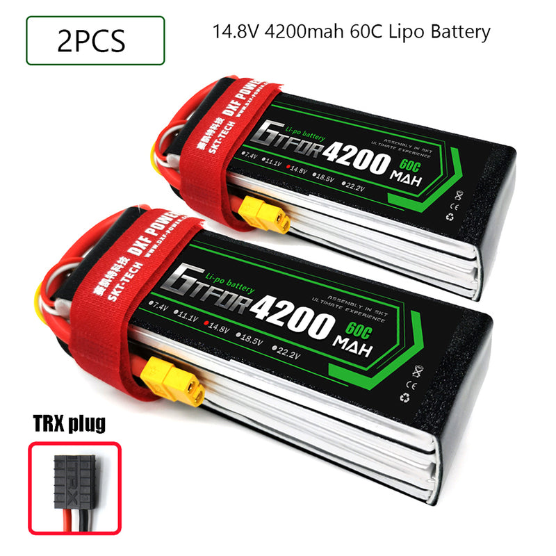 (CN)GTFDR 4S Lipo Battery 14.8V 60C 4200mAh Soft Case Battery with EC5 XT90 Connector for Car Truck Tank RC Buggy Truggy Racing Hobby