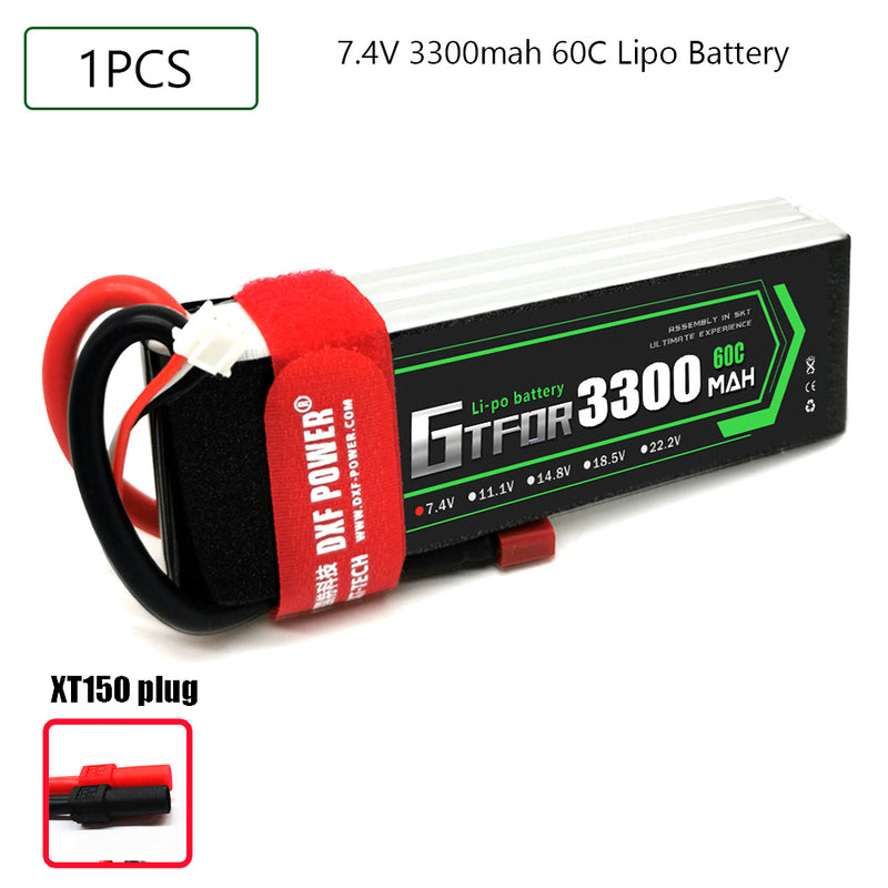 (CN)GTFDR 2S Lipo Battery 7.4V 60C 3300mAh Soft Case Battery with EC5 XT90 Connector for Car Truck Tank RC Buggy Truggy Racing Hobby