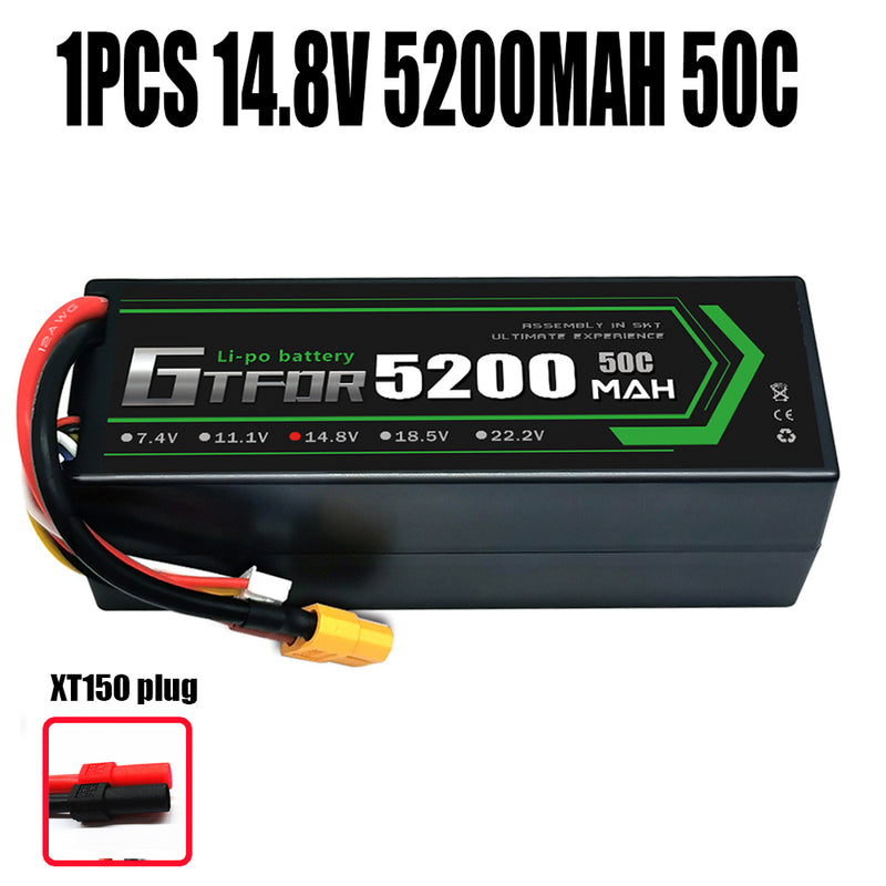 (CN)GTFDR 4S Lipo Battery 5200mAh 14.8V 50C Hardcase EC5 Plug for RC Buggy Truggy 1/10 Scale Racing Helicopters RC Car Boats