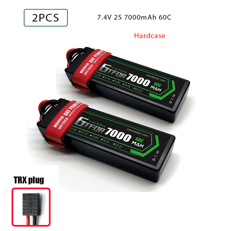 (CN)GTFDR 2S Lipo Battery 7000mAh 7.4V 60C Hardcase EC5 Plug for RC Buggy Truggy 1/10 Scale Racing Helicopters RC Car Boats