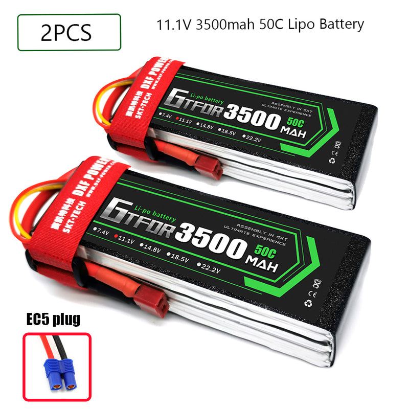 (CN)GTFDR  3S Lipo Battery 11.1V 50C 3500mAh Soft Case Battery with EC5 XT90 Connector for Car Truck Tank RC Buggy Truggy Racing Hobby