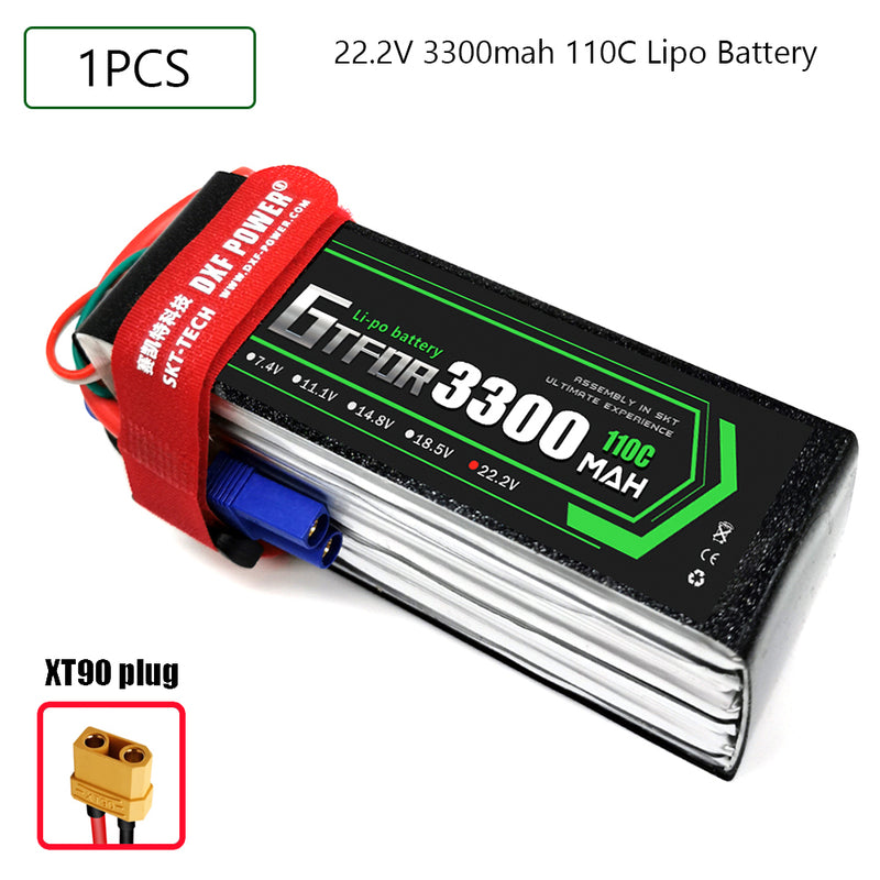 (CN)GTFDR 6S Lipo Battery 22.2V 110C 3300mAh Soft Case Battery with EC5 XT90 Connector for Car Truck Tank RC Buggy Truggy Racing Hobby