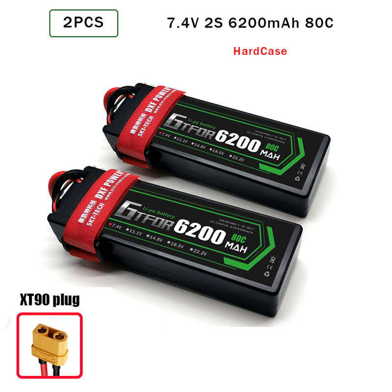 (CN)GTFDR 2S Lipo Battery 6200mAh 7.4V 80C Hardcase EC5 Plug for RC Buggy Truggy 1/10 Scale Racing Helicopters RC Car Boats