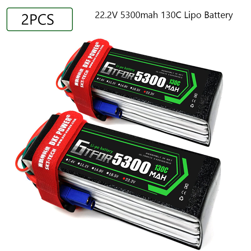 (CN)GTFDR 6S Lipo Battery 22.2V 130C 5300mAh Soft Case Battery with EC5 XT90 Connector for Car Truck Tank RC Buggy Truggy Racing Hobby