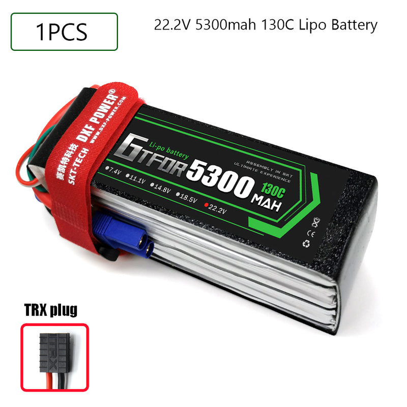 (CN)GTFDR 6S Lipo Battery 22.2V 130C 5300mAh Soft Case Battery with EC5 XT90 Connector for Car Truck Tank RC Buggy Truggy Racing Hobby