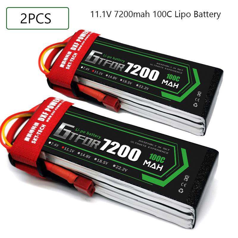 (CN)GTFDR 3S Lipo Battery 11.1V 100C7200mAh Soft Case Battery with EC5 XT90 Connector for Car Truck Tank RC Buggy Truggy Racing Hobby