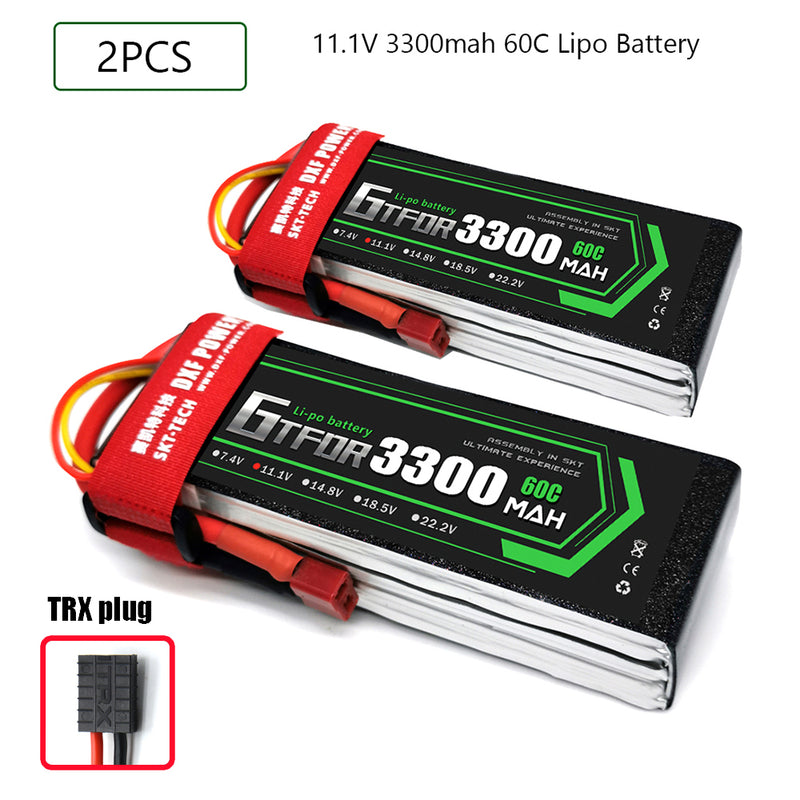 (CN)GTFDR 3S Lipo Battery 11.1V 60C 3300mAh Soft Case Battery with EC5 XT90 Connector for Car Truck Tank RC Buggy Truggy Racing Hobby