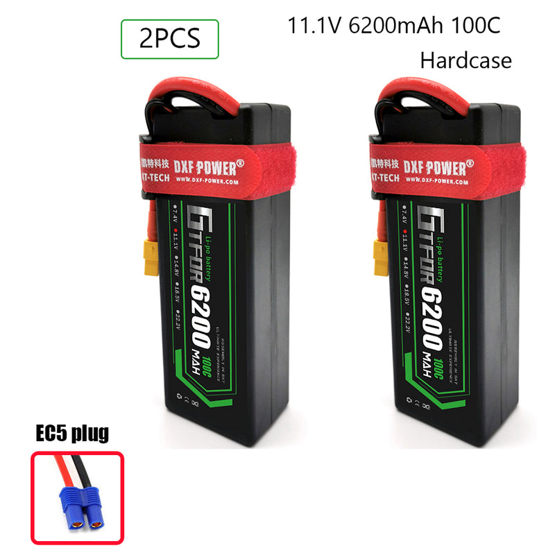 (CN)GTFDR 3S Lipo Battery 6200mAh 11.1V 100C Hardcase EC5 Plug for RC Buggy Truggy 1/10 Scale Racing Helicopters RC Car Boats