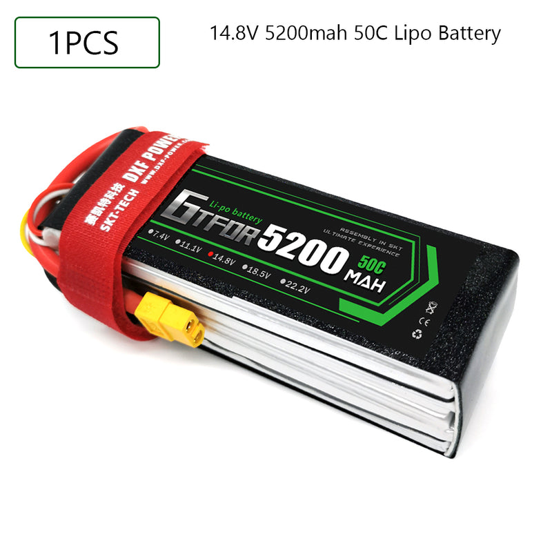 (CN)GTFDR 4S Lipo Battery 14.8V 50C 5200mAh Soft Case Battery with EC5 XT90 Connector for Car Truck Tank RC Buggy Truggy Racing Hobby