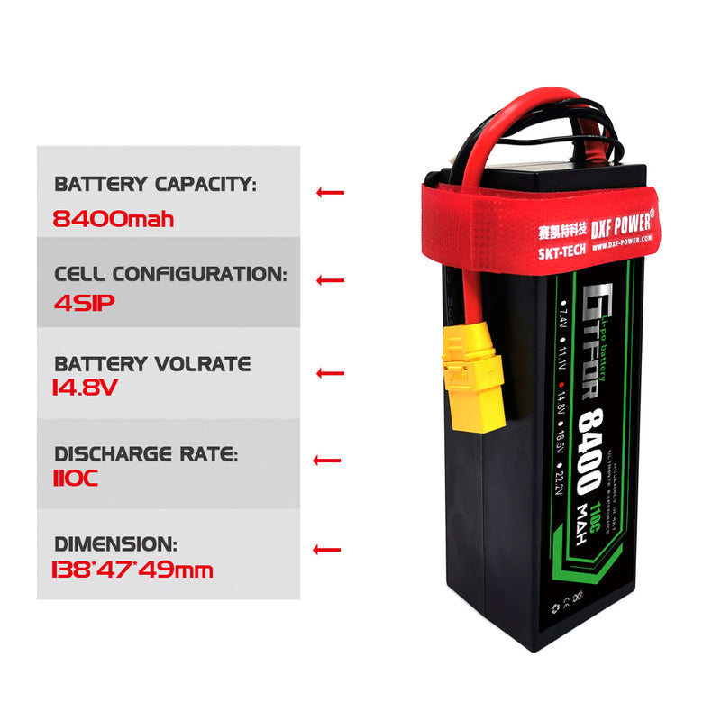 (IT)GTFDR Lipo Battery 4S 14.8V 8400mAh 110C/220C HardCase Lipo Battery for RC HPI HSP 1/8 1/10 Buggy RC Car Truck