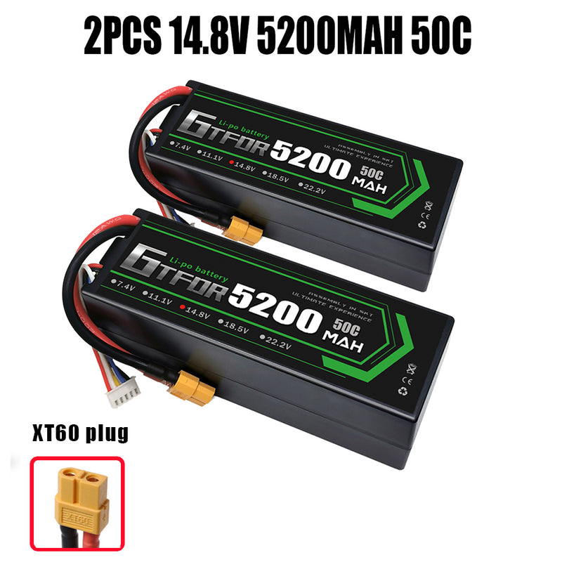 (CN)GTFDR 4S Lipo Battery 5200mAh 14.8V 50C Hardcase EC5 Plug for RC Buggy Truggy 1/10 Scale Racing Helicopters RC Car Boats