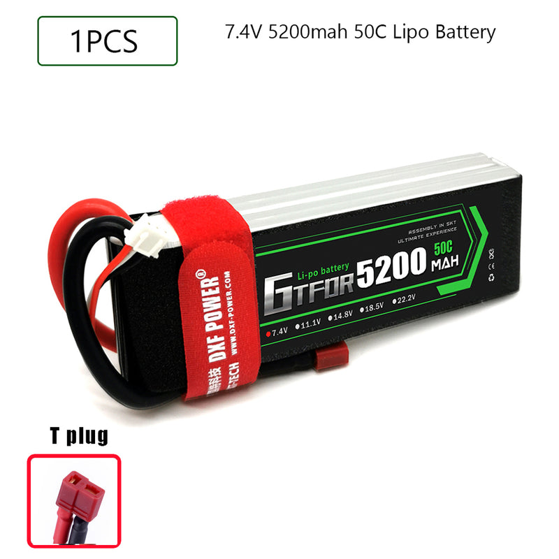 (CN)GTFDR 2S Lipo Battery 7.4V 50C 5200mAh Soft Case Battery with EC5 XT90 Connector for Car Truck Tank RC Buggy Truggy Racing Hobby