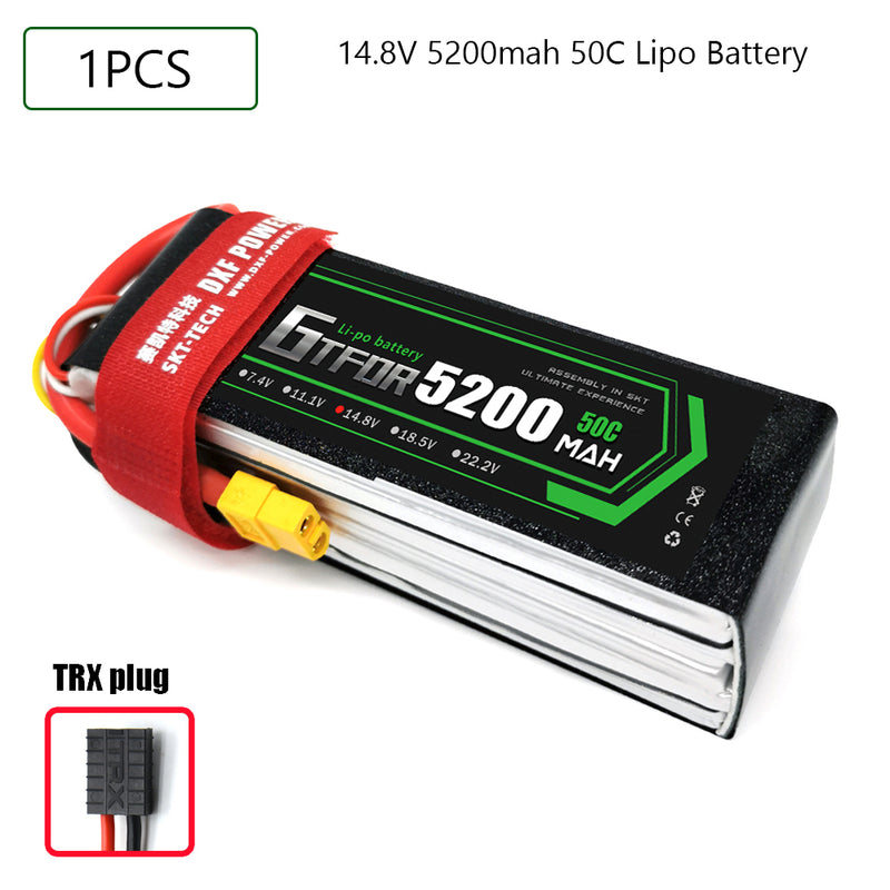 (CN)GTFDR 4S Lipo Battery 14.8V 50C 5200mAh Soft Case Battery with EC5 XT90 Connector for Car Truck Tank RC Buggy Truggy Racing Hobby