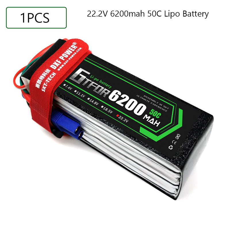 (CN)GTFDR 6S Lipo Battery 22.2V 50C 6200mAh Soft Case Battery with EC5 XT90 Connector for Car Truck Tank RC Buggy Truggy Racing Hobby