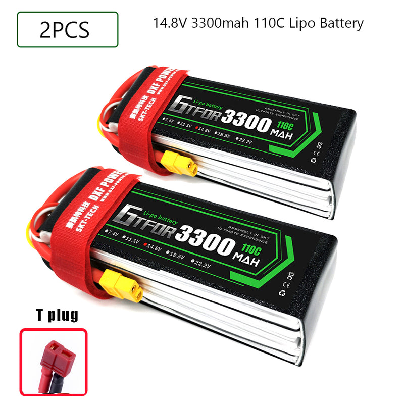 (CN)GTFDR 4S Lipo Battery 14.8V 110C 3300mAh Soft Case Battery with EC5 XT90 Connector for Car Truck Tank RC Buggy Truggy Racing Hobby