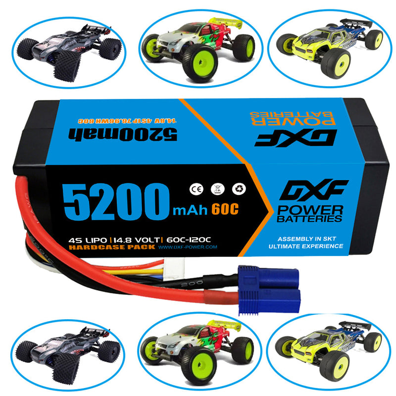 (USA)DXF Lipo-Akku 4S 14,8 V 5200 mAh 60C/120C HardCase Lipo-Akku für RC HPI HSP 1/8 1/10 Buggy RC Car Truck