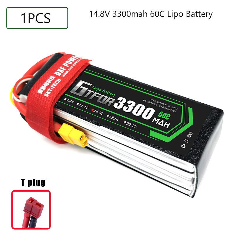 (CN)GTFDR 4S Lipo Battery 14.8V 60C 3300mAh Soft Case Battery with EC5 XT90 Connector for Car Truck Tank RC Buggy Truggy Racing Hobby