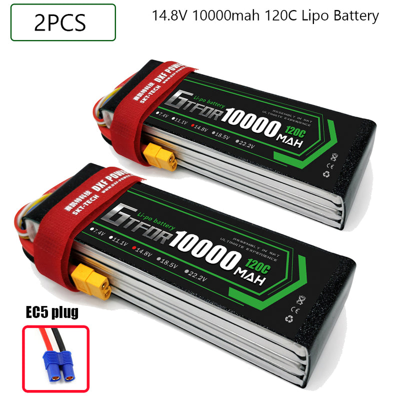 (CN)GTFDR 4S Lipo Battery 14.8V 100C10000mAh Soft Case Battery with EC5 XT90 Connector for Car Truck Tank RC Buggy Truggy Racing Hobby